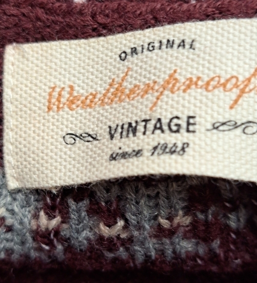 Vintage Weatherproof Fair Isle Burgundy Sweater - Picture 4 of 6